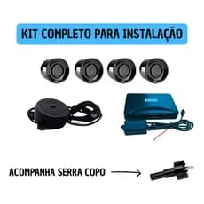 Kit Sensor automotivo Estacionamento Ré 4 Pontos traseira Preto