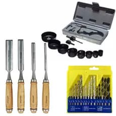 Kit 11 Peças Serra Copo, Kit 4 Formões Goivas e Kit 16 Brocas Vídea