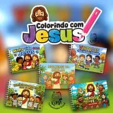 Livro de Colorir - COLORINDO COM JESUS - FOLHAS GROSSAS - 25 ou 50fls - CAPA DURA