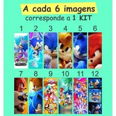 kit com 6 Quadrinhos Decorativo com tema do Sonic - Tamanho 9x24cm