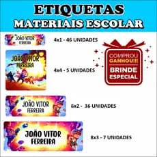 Etiqueta Escolar - TEMA do BRAWL STAR - Adesivos Personalizados - TOTAL DE 94 Adesivos + BRINDE