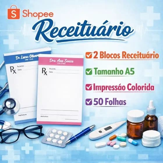 2 Unidades Blocos Receituários A5 Profissional - Bloco de Anotações - Colorido - Envio Rapido
