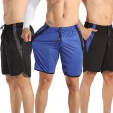 Kit 3 Shorts Academia Masculino Elastic Dry Fit Zíper Atividade Física Corrida Marca Ladofit