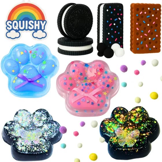 Squishy Brinquedos Sensoriais Slime De Patinha e Capivara Taba Squeeze Mochi Biscoito TabaSquish