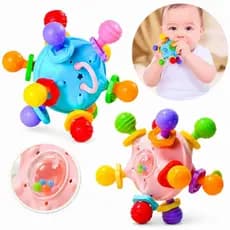 Mordedor Chocalho para Bebê Bola Sensorial em Silicone Nenem