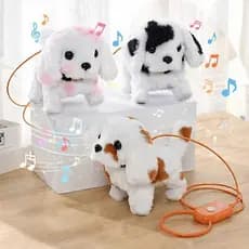 Cachorro de Pelúcia Eletrônico com Coleira – Anda, Tem Som e Acionamento