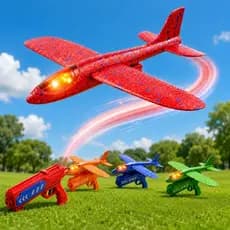 Avião De Isopor Planador Com Lançador Voa Com Luz de Led Brinquedo Infantil Divertido