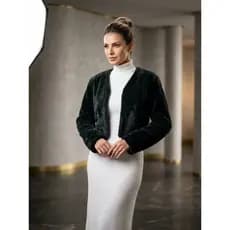 Casaco Peluciado Feminino Teddy Curto Inverno Quentinho Macio Jaqueta de Pelo Moda LuxoFrio Elegante