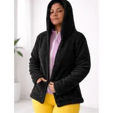 Casaco Teddy Feminino Pelúcia Grossa Quentinho com Capuz | Jaqueta Inverno Oversized Fashion Estilo Blogueira