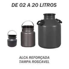 LATÃO DE LEITE INJESUL  02L/05L/10L/20L LEITEIRA DE PLÁSTICO VASILHAME RESISTENTE COM TAMPA E ALÇA