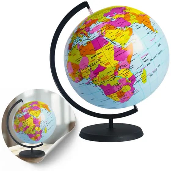 Globo Terrestre Inflável Giratório  28cm Diâmetro e 37cm Altura Em Português
