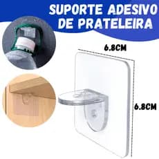 Suporte Reforçado Adesivo Prateleira Transparente Mão Francesa Cantoneira
