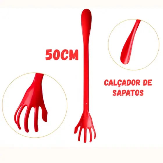 Mãozinha para Coçar Costas Massageador Coçador De Costas e Calçador de Sapatos em Plástico