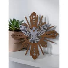 Resplendor de MDF 20 cm Divino Espirito Santo de MDF, para batizado decorações de casa