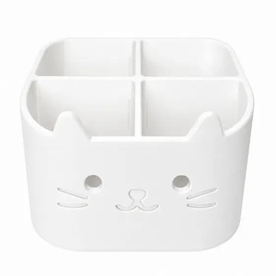 Porta Caneta Organizador de Mesa formato Gato com Divisórias Criativo