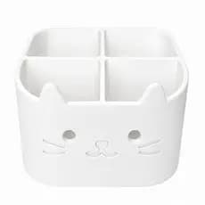 Porta Caneta Organizador de Mesa formato Gato com Divisórias Criativo