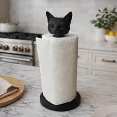 Porta Papel Toalha Suporte Gato Minimalista Guardanapo Rolo Organização Divertido De Mesa