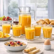 Kit Jarra de Vidro 1L + 6 Copos 350ml Transparente Premium Resistente Cozinha Elegante  Copo premium Garrafa d'água