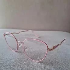 Armação para óculos de grau gatinha de metal dourada frente rosa feminina gatinho estilosa modelo ZR80002