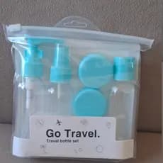 Kit Frascos Organizador para Viagem 6 Peças Recipiente Porta Shampoo Creme Perfume Cor Azul e Rosa
