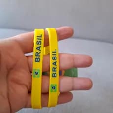 Kit 2 Pulseiras Brasil Silicone Amarela e Verde Bandeira Brasileira Torcida Seleção Copa 2026