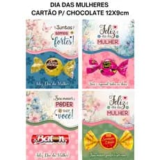 Kit com 30, 60, 120 ou 200 Cartão Dia das Mulheres, 12x9cm Tag, para chocolate, Bombom, Bis, mimo para clientes