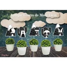 Minimalista Animais Preto e Branco Aplique para Centro de Mesa 15cm  Doces Festa Decoração