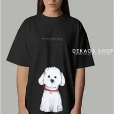 KATUN DEKAOS SHOP Camiseta Grande Penteado Cachorrinho 24s/Unissex Coreana Premium De Algodão Tamanho 2 pudel