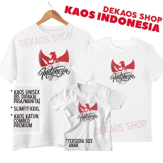 T-Shirt MERAH Indonésia/Roupas Vermelhas E Brancas/DISTRO Agosto 17 17AN Da Equipe SHIRTS Camisas DEKAOS Loja 1161