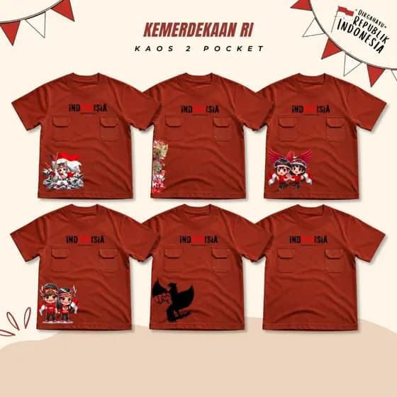 MERAH DBM-Camiseta Do Dia Da Independência Indonésia Para Meninos E Meninas , 81o , Vermelho Tijolo | material De Algodã