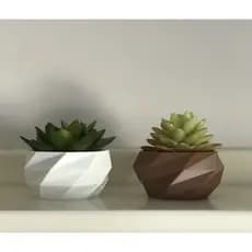 Kit 2 Mini Vasos Decorativos Geométricos Suculentas Cactos Plantas Artificiais
