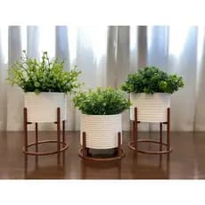Kit 3 Vasos Cachepot Decorativos Plantas Artificiais Naturais Decoração Sala Escritório