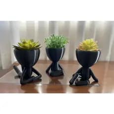 Kit 3 Vasos Decorativos Robert Para Suculentas e Cactos Naturais ou Artificiais Preto