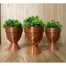 kit 3 Vasos Cachepot Decorativos Design Criativo e Moderno Para Salas Escritório com Plantas Artificiais