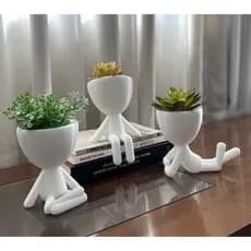 Kit 3 Vasos Decorativos Robert Bob Planta Suculenta Naturais ou Artificiais