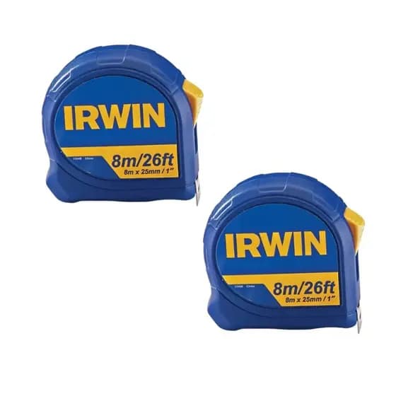 Kit 2 Trena Métrica 8mx25mm Botão De Trava Fita De Aço Irwin