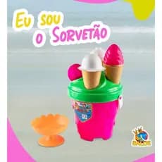 kit Baldinho de areia praia infantil balde de areia SORVETÃO
