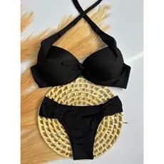 CBW Conjunto de biquini com top bojo de sustentação e calcinha bombom com forro moda praia verão