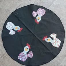 Toalha de mesa para lanche redonda com patchaplique (aplicação) de galinha