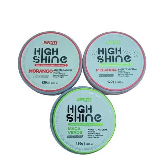 Kit 3 Pomadas High Shine Morango + Melancia + Maça verde 120g  - A base de água e Antifrizz - Infinity Looks Hair