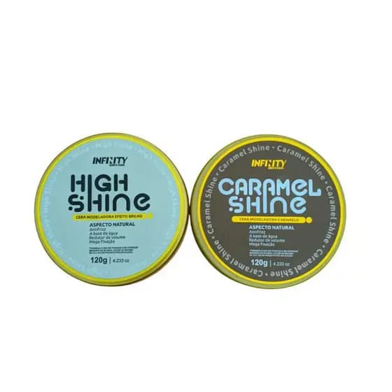 Kit Pomada High Shine caramelo + incolor 120g - A base de água e Antifrizz - Infinity Looks Hair