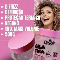 Gelatina Capilar Cachos 500g Mega Definição Volume Antifrizz Hidratação Vegana Premium
