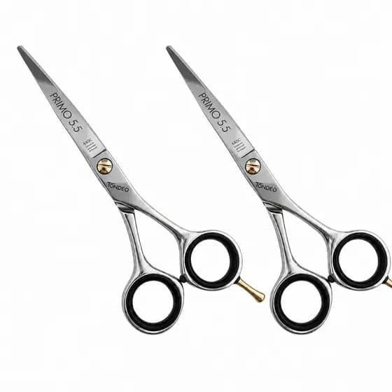 Kit Tesoura Profissional Tondeo Primo Fio Laser + Navalha Cinza 6 polegadas