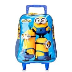 Mochila Escolar de Rodinhas Minions Infantil Reforçada Haste Retrátil 14L Meninos Filme Boa Bolsa