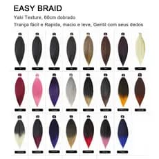 Cabelo Jumbo Easy Braid 90 G Para Tranças Várias Cores Macio e Leve