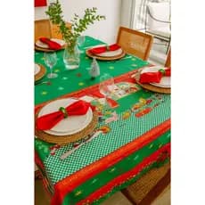 Toalha De Mesa 4 Cadeiras 100% Oxford Natalino - Estampas Natalinas - Acabamento Em  Ponto Palito
