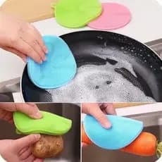 Esponja De Lavar Louça Redonda De Silicone Anti-Germes Bactérias Pote