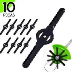 Kit 10 Lâminas Plásticas Para Roçadeira Cortar Aparador de Grama a Bateria