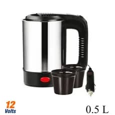 Jarra Elétrica de Carro 500ml Inox Com Copo 150W Para Veículos 12v