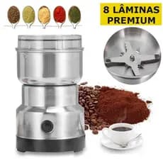 Moedor Para Grãos de Café 150W Inox 300ml 110v ou 220V 8 Lâminas Triturador de Grãos Potente